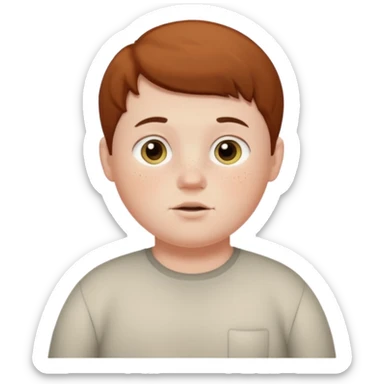 pale boy slightly chubby with freckles and short brown hair sticker