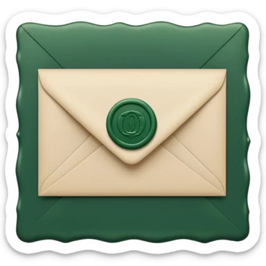 light beige envelope with dark green seal, modern style sticker