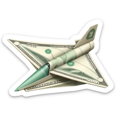 Paper plane made of money sticker