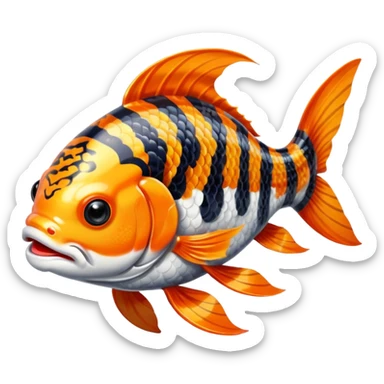 Pretty Asian ornate painted Japanese aesthetic beautiful shiny pretty glossy smooth Koi-Fish with tiger stripes on it sticker