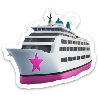 A pink star where a Ferry is sitting on top  sticker
