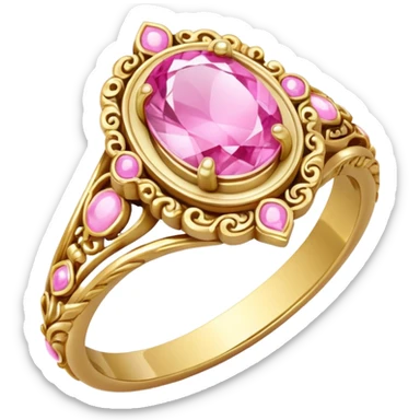 gold rococo ornate pink kawaii ring sticker
