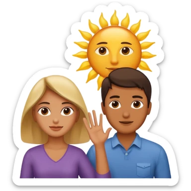 woman shielding the sun from a man sticker