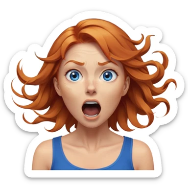middle of face turning in to a black swirling vortex scream female ginger hair blue eyes sticker