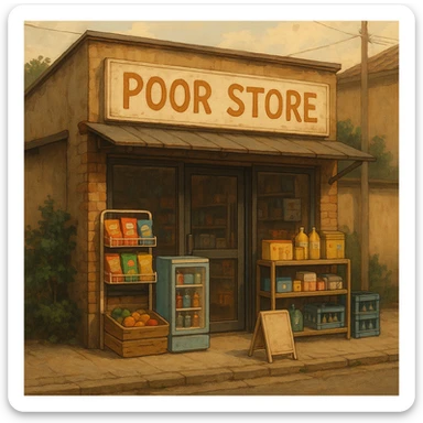 Convenience store named poor store and more sticker