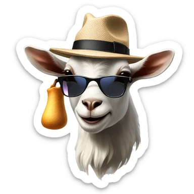 Cool goat smoking with sunglasses and hat emoji sticker