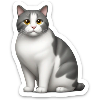 Fat cat gray on top and white on bottom  sticker