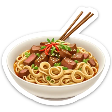 Stir-fried noodles with meat. sticker