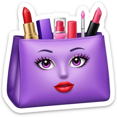 cosmetics (lipstick, perfume, mascara,..) in a lavender blink bag and no face  sticker