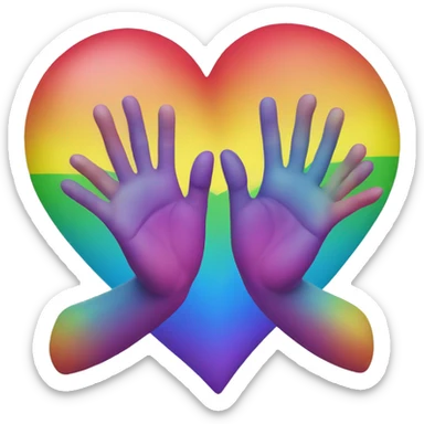 Rainbow heart with hands sticker