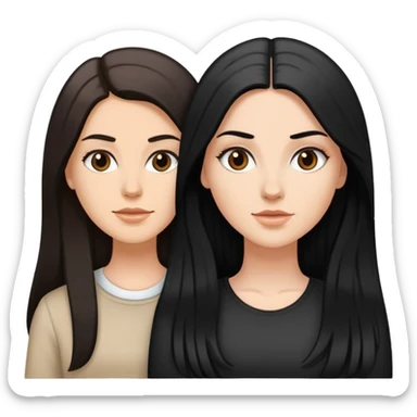 long black hair white girl and medium brown hair white girl sticker