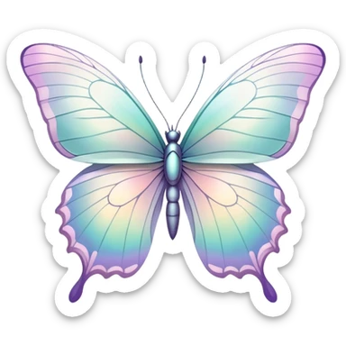 Pastel white iridescent butterfly sticker