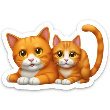 Big orange cat AND small tricolour kitty sticker
