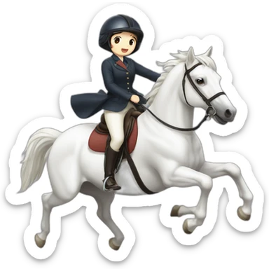 white-hourse-with-jumping-compelition-rider—japanese-girl sticker