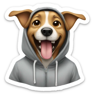 dog wearing hoodie laughing  sticker