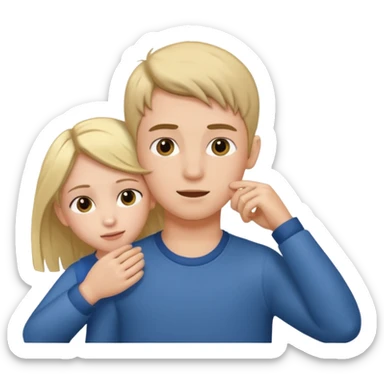 a boy putting a girls hair behind her ears sticker