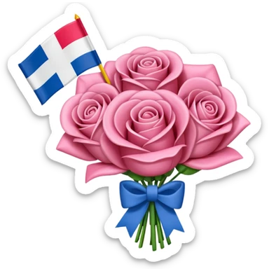 SPAM MEAT rose bouquet wrapped in french flag bow sticker