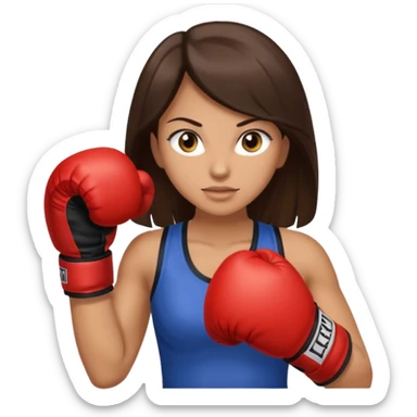 An woman with long dark brown hair light brown eyes in boxing gloves sticker