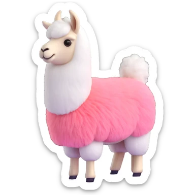 3D emoji of a white llama with a fuzzy peach-shaped pink body sticker