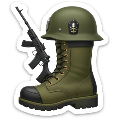 Military boots helmet rifle  sticker
