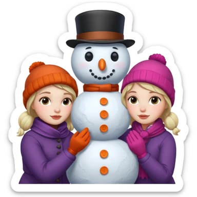 Virginia Poe and Maria Clemm building a snowman sticker