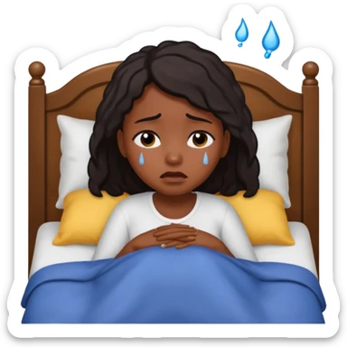 Black girl in the bed by herself crying sticker
