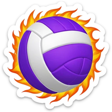 Purple volleyball on fire sticker