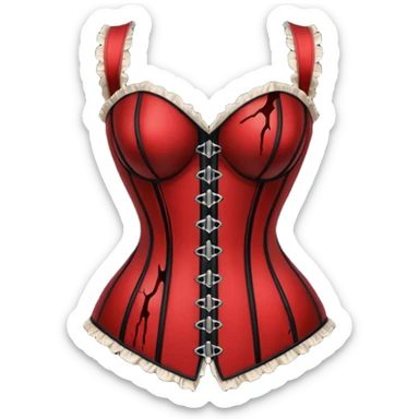 Torn silk corset with dried blood marks, gothic erotic relic sticker