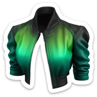 Realistic isolated side view of an open dark teal,lime green,mint green and emerald green ombre bolero fashion leather jacket. sticker