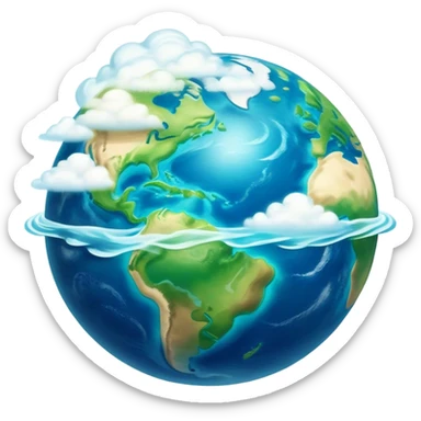 Cinematic Realistic Earth Emoji, depicted with vibrant blue oceans, clouds, and lush green continents rendered in exquisite detail, high shine, and a soft radiant glow that captures the dynamic, life-sustaining beauty of our home planet. sticker