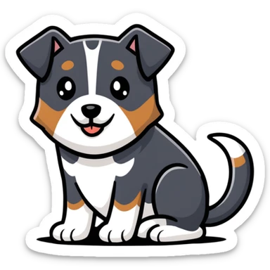 Black and white dog with brown over one eye with a precocious look sticker