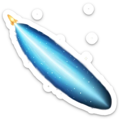  Cinematic Realistic Comet – A breathtaking image of a comet traveling through the cosmos, its icy nucleus releasing a brilliant, sweeping tail of glowing gas and dust. The light of distant stars refracts through the trail, creating a mesmerizing cosmic display. sticker