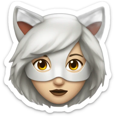white women wearing a kitsune mask sticker