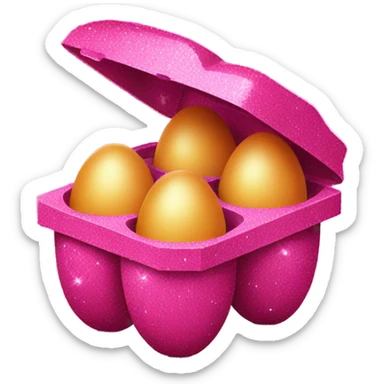 Hot pink carton of eggs with glitter  sticker