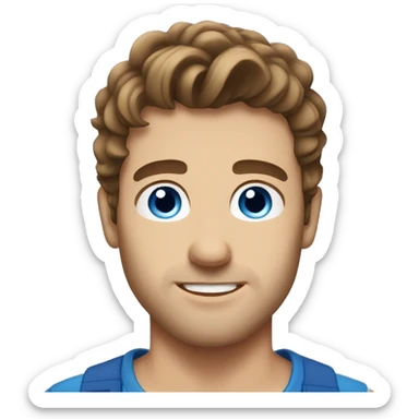 handsome guy with brown hair and blue eyes sticker