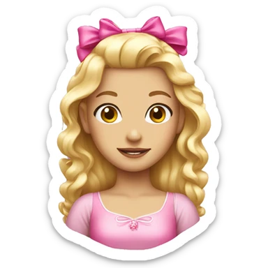 Blonde princess with pink hair bows sticker