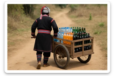 aka uka ichimlik ortilgan aravani olib qochishyapti orqa tarafdan rakurs yuzi ko'rinmasin sticker