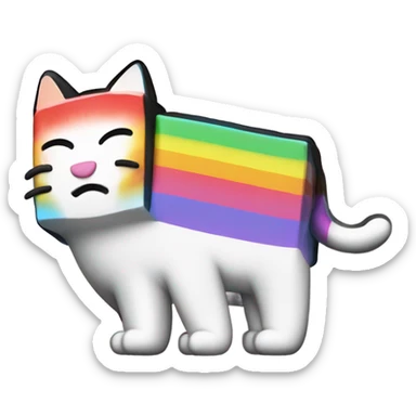 Nyan Cat King Full body  black and white with rainbow box covering it’s whole back sticker