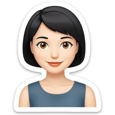 Woman smiling, with black short hair, bob hairstyle sticker