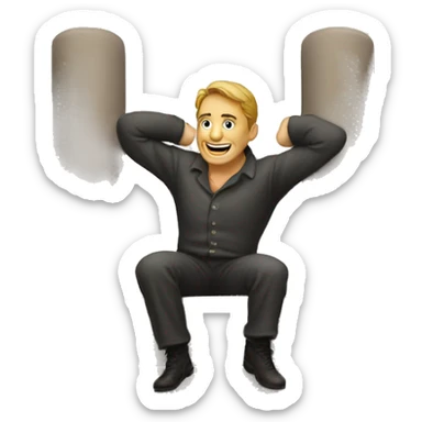 A man on top of a little o sticker