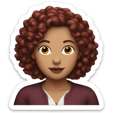 Brunette with curly burgundy hair sticker