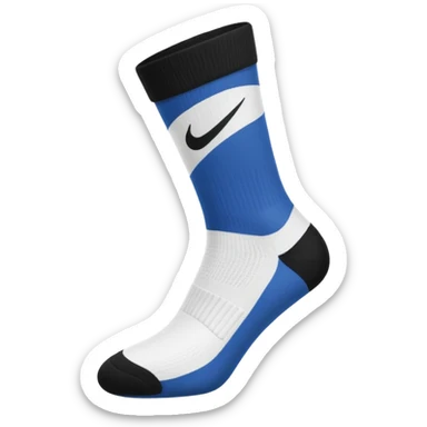 single white athletic sock with black swoosh logo sticker