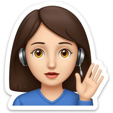 brunette woman with hearing impairment sticker