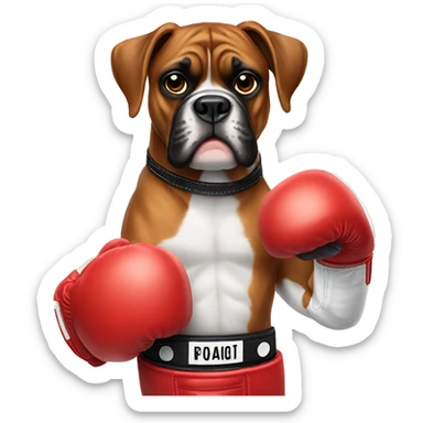 Boxer dog with box gloves sticker