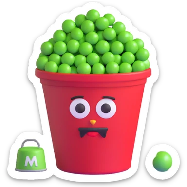 KFC bucket with a green M&M character sitting inside it sticker