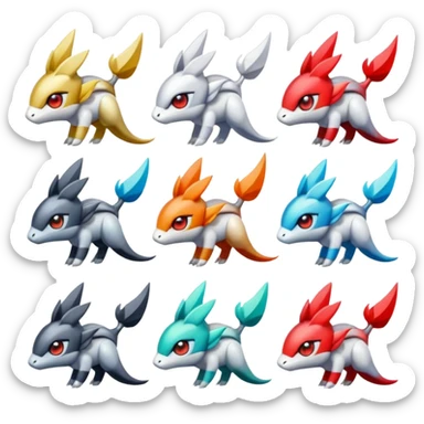 Shiny Colorful Meloetta-Latias-Koraidon-Peppercat-Wargreymon-Protogen-Fakémon-fusion-hybrid-creature sticker
