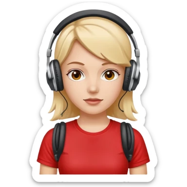 cherryhead skin white girl with deportive t shirt and headphones sticker