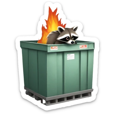 Raccoon on a dumpster fire sticker