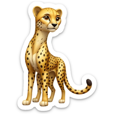 cinematic-cheetah-realistic-full-body-standing-emoji,-slim-and-athletic-frame-poised-for-action,-long-tail-curving-slightly,-head-tilted-dramatically,-sleek-golden-fur-with-black-spots,-piercing-amber-eyes,-simplified-yet-realistic-focused-features,-highly-detailed,-glowing-with-an-almost-sarcastic-glow sticker