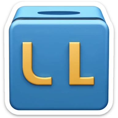 The letters L and R in a blue box 2D sticker